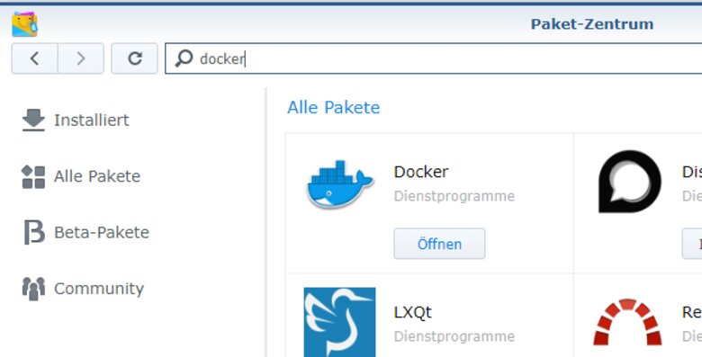 Docker Installation via Paketzentrum